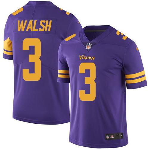 Nike Vikings #3 Blair Walsh Purple Men’s Stitched NFL Limited Rush Jersey
