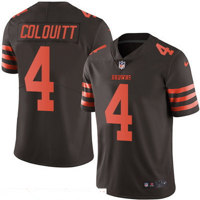Men’s Cleveland Browns #4 Britton Colquitt Brown 2016 Color Rush Stitched NFL Nike Limited Jersey