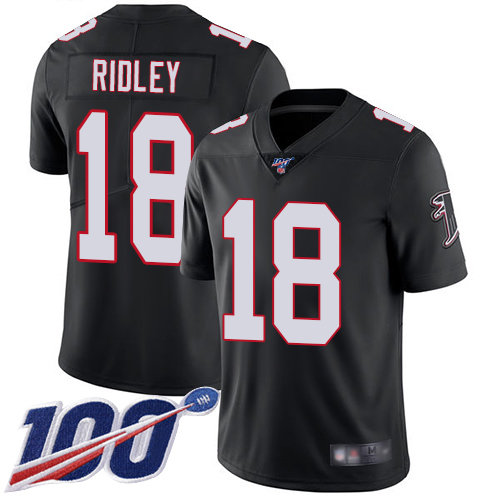 Falcons #18 Calvin Ridley Black Alternate Men’s Stitched Football 100th Season Vapor Limited Jersey