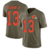 Men’s Cleveland Browns #13 Odell Beckham Jr Olive Stitched Football Limited 2017 Salute To Service Jersey