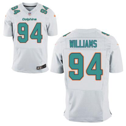 Men’s Miami Dolphins #94 Mario Williams White Road NFL Nike Elite Jersey