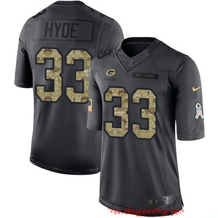 Men’s Green Bay Packers #33 Micah Hyde Black Anthracite 2016 Salute To Service Stitched NFL Nike Limited Jersey