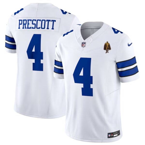 Men’s Dallas Cowboys #4 Dak Prescott White 2023 F.U.S.E. With Walter Payton Patch Vapor Limited Football Stitched Jersey