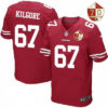 Men’s San Francisco 49ers #67 Daniel Kilgore Scarlet Red 70th Anniversary Patch Stitched NFL Nike Elite Jersey