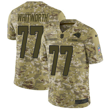 Nike Rams #77 Andrew Whitworth Camo Men’s Stitched NFL Limited 2018 Salute To Service Jersey