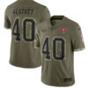 Men’s Tampa Bay Buccaneers #40 Mike Alstott 2022 Olive Salute To Service Limited Stitched Jersey