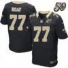 Men’s New Orleans Saints #77 Willie Roaf Black 50th Season Patch Stitched NFL Nike Elite Jersey