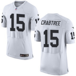 Men’s Oakland Raiders #15 Michael Crabtree White Road 2015 NFL Nike Elite Jersey