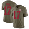 Giants #17 Daniel Jones Olive Men’s Stitched Football Limited 2017 Salute to Service Jersey