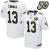 Men’s New Orleans Saints #13 Michael Thomas White 50th Season Patch Stitched NFL Nike Elite Jersey