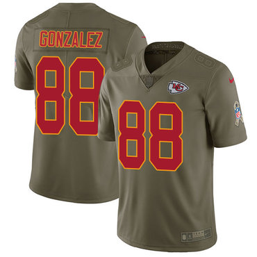 Nike Kansas City Chiefs #88 Tony Gonzalez Olive Men’s Stitched NFL Limited 2017 Salute to Service Jersey