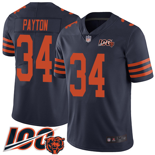 Bears #34 Walter Payton Navy Blue Alternate Men’s Stitched Football 100th Season Vapor Limited Jersey