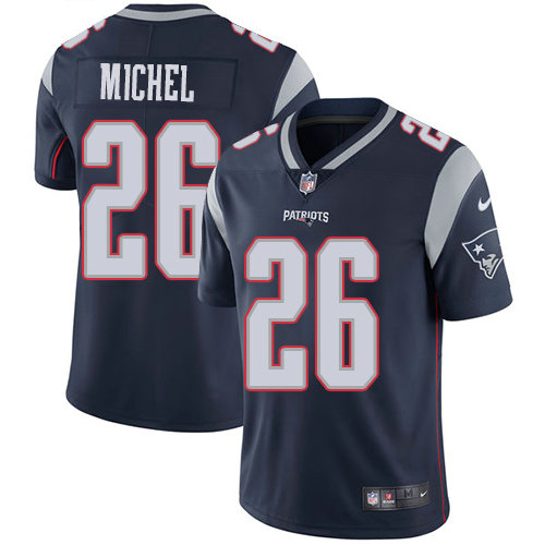 Men’s Nike New England Patriots #26 Sony Michel Navy Blue Team Color Stitched NFL Vapor Untouchable Limited Jersey