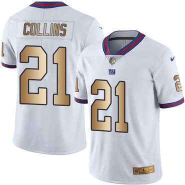 Nike Giants #21 Landon Collins White Men’s Stitched NFL Limited Gold Rush Jersey