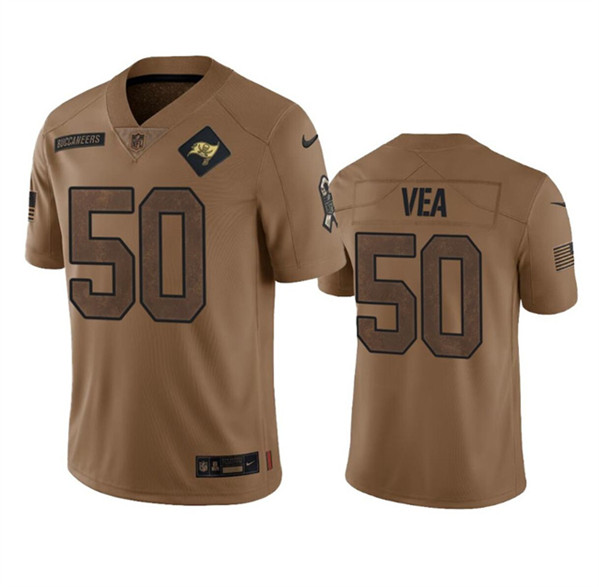 Men’s Tampa Bay Buccaneers #50 Vita Vea 2023 Brown Salute To Service Limited Football Stitched Jersey