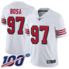 49ers #97 Nick Bosa White Rush Men’s Stitched Football Limited 100th Season Jersey
