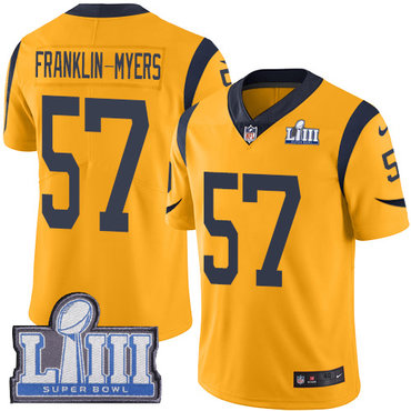 #57 Limited John Franklin-Myers Gold Nike NFL Men’s Jersey Los Angeles Rams Rush Vapor Untouchable Super Bowl LIII Bound