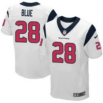 Men’s Houston Texans #28 Alfred Blue White Road NFL Nike Elite Jersey