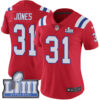 #31 Limited Jonathan Jones Red Nike NFL Alternate Women’s Jersey New England Patriots Vapor Untouchable Super Bowl LIII Bound