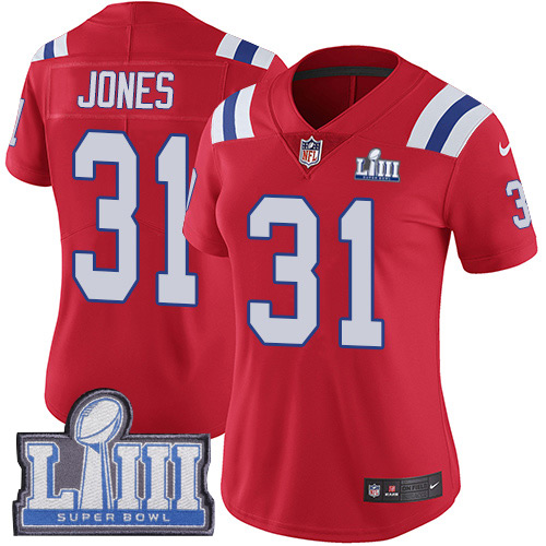 #31 Limited Jonathan Jones Red Nike NFL Alternate Women’s Jersey New England Patriots Vapor Untouchable Super Bowl LIII Bound