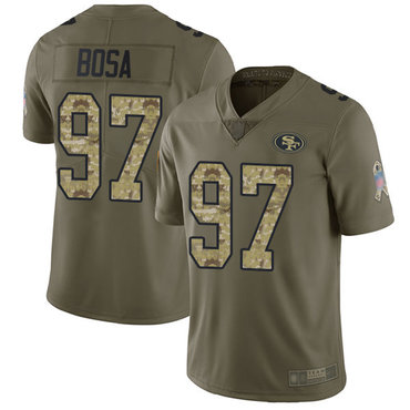 49ers #97 Nick Bosa Olive Camo Men’s Stitched Football Limited 2017 Salute To Service Jersey