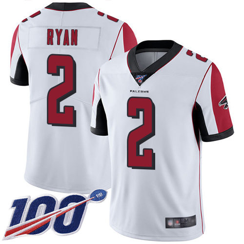 Falcons #2 Matt Ryan White Men’s Stitched Football 100th Season Vapor Limited Jersey
