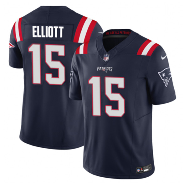 Men’s New England Patriots #15 Ezekiel Elliott Navy 2023 F.U.S.E. Vapor Limited Football Stitched Jersey