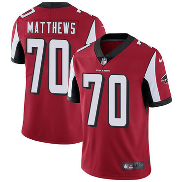 Nike Atlanta Falcons #70 Jake Matthews Red Team Color Men’s Stitched NFL Vapor Untouchable Limited Jersey