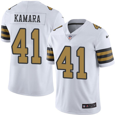 Nike Saints #41 Alvin Kamara White Men’s Stitched NFL Limited Rush Jersey