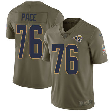Nike Los Angeles Rams #76 Orlando Pace Olive Men’s Stitched NFL Limited 2017 Salute to Service Jersey