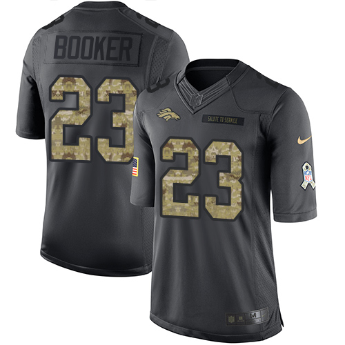 Men’s Denver Broncos #23 Devontae Booker Black Anthracite 2016 Salute To Service Stitched NFL Nike Limited Jersey