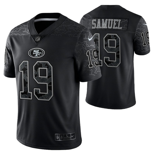 Men’s San Francisco 49ers #19 Deebo Samuel Black Reflective Limited Stitched Football Jersey