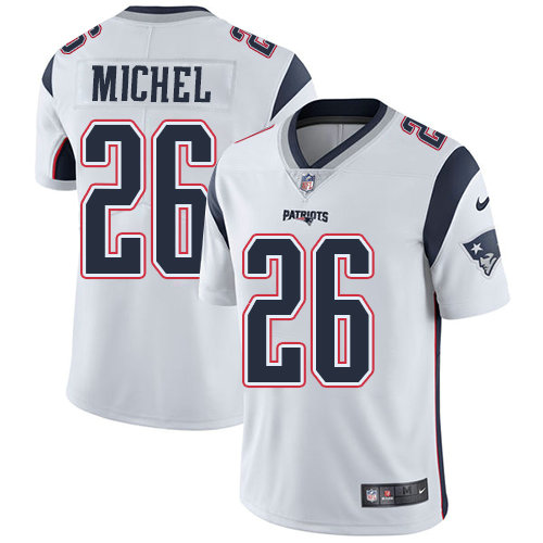 Men’s Nike New England Patriots #26 Sony Michel White Stitched NFL Vapor Untouchable Limited Jersey