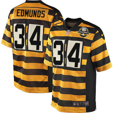 Nike Pittsburgh Steelers #34 Terrell Edmunds Yellow Black Alternate Men’s Stitched NFL 80TH Throwback Elite Jersey