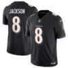 Men’s Baltimore Ravens #8 Lamar Jackson Black 2023 F.U.S.E Vapor Jersey