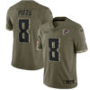 Men’s Atlanta Falcons #8 Kyle Pitts 2022 Olive Salute To Service Limited Stitched Jersey