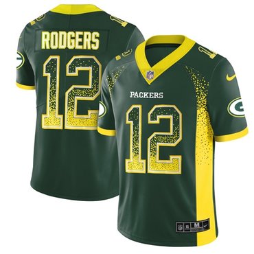 Nike Green Bay Packers #12 Aaron Rodgers Green Team Color Men’s Stitched NFL Limited Rush Drift Fashion Jersey