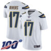 Chargers #17 Philip Rivers White Men’s Stitched Football 100th Season Vapor Limited Jersey