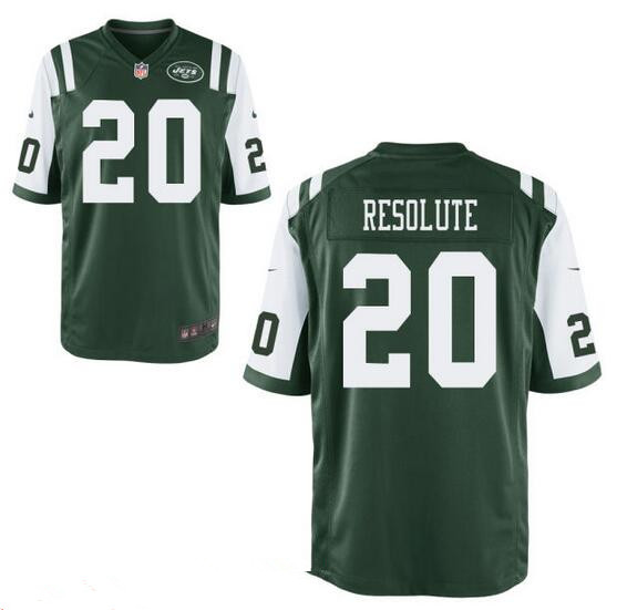 Men’s New York Jets Resolute Support #20 Resolute Green Team Color Stitched NFL Nike Elite Jersey