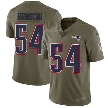Nike New England Patriots #54 Tedy Bruschi Olive Men’s Stitched NFL Limited 2017 Salute To Service Jersey