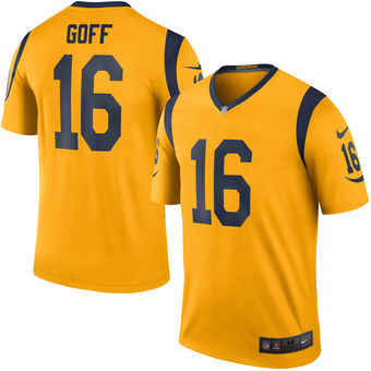 Men’s Los Angeles Rams #16 Jared Goff Nike Gold Color Rush Legend Jersey