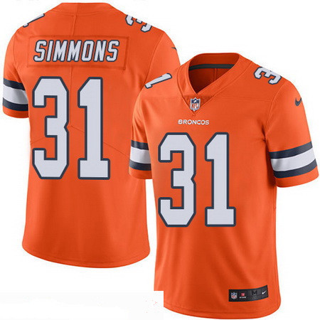 Men’s Denver Broncos #31 Justin Simmons Orange 2016 Color Rush Stitched NFL Nike Limited Jersey