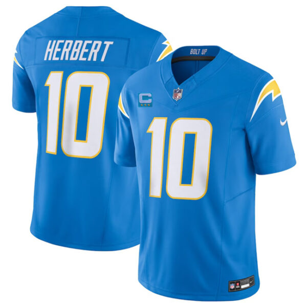 Men’s Los Angeles Chargers #10 Justin Herbert Light Blue 2023 F.U.S.E. With 3-Star C Patch Vapor Untouchable Limited Football Stitched Jersey