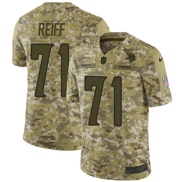 Nike Vikings #71 Riley Reiff Camo Men’s Stitched NFL Limited 2018 Salute To Service Jersey
