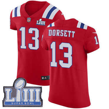 Men’s New England Patriots #13 Phillip Dorsett Red Nike NFL Alternate Vapor Untouchable Super Bowl LIII Bound Elite Jersey