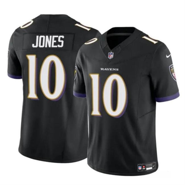 Men’s Baltimore Ravens #10 Emory Jones Black 2023 F.U.S.E Vapor Limited Football Jersey