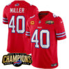 Men’s Buffalo Bills #40 Von Miller Red 2023 F.U.S.E. AFC East Champions With 4-star C Ptach Football Stitched Jersey