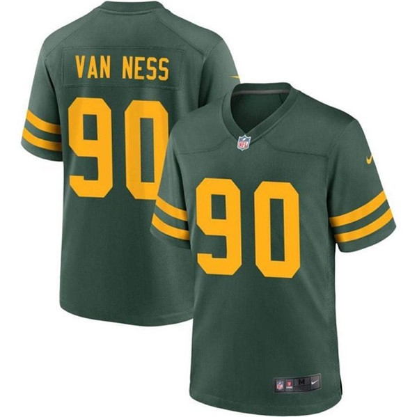 Men’s Green Bay Packers #90 Lukas Van Ness Green Stitched Game Jersey