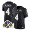 Men’s Baltimore Ravens #4 Zay Flowers Black 2023 F.U.S.E With Patch Throwback Vapor Limited Stitched Jersey
