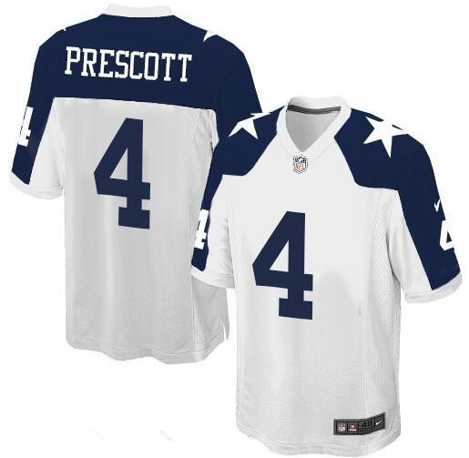 Men’s Dallas Cowboys #4 Dak Prescott White Thanksgiving Alternate Stitched NFL Nike Game Jersey